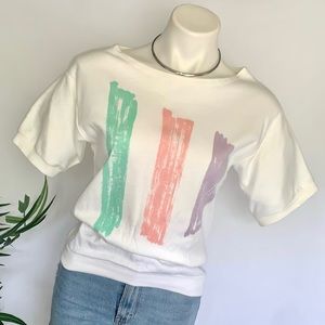 v i n t a g e :: Funky Artsy Paint Stroke Slouchy 80s Top